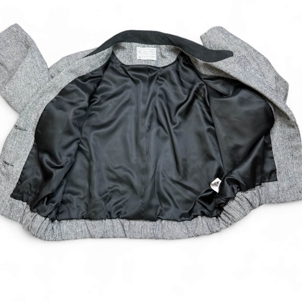 Pendleton Vintage Bomber Jacket Houndstooth Black… - image 5